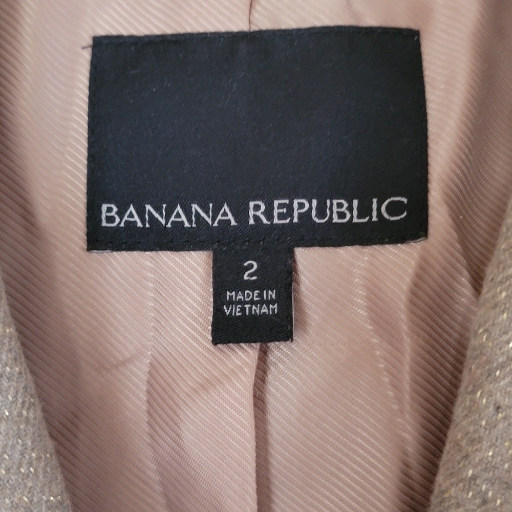 Banana Republic Women's Size 2 Wool Blend Blazer Sparkle Metallic Gold Flecks - Picture 3 of 10